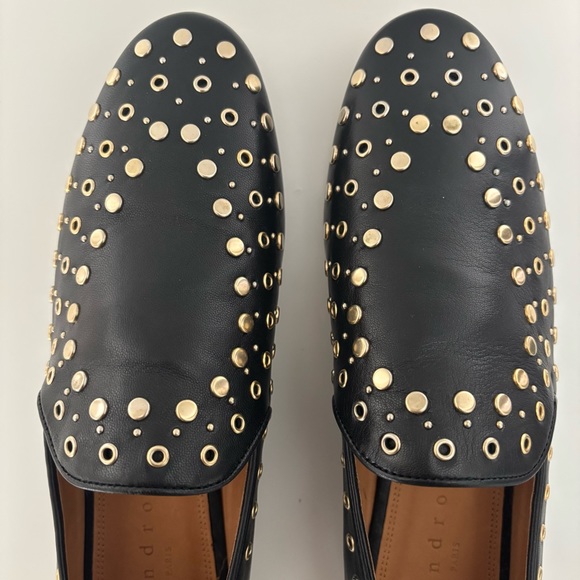 NWOT Black Leather Studded Women’s Loafers - Picture 4 of 8